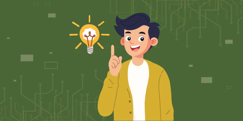 Illustration of a smiling user having an idea, represented by a glowing lightbulb, symbolizing understanding Binance sign-up.