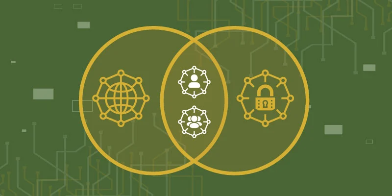 Venn diagram illustrating different types of blockchain networks, including public, private, and hybrid blockchains.