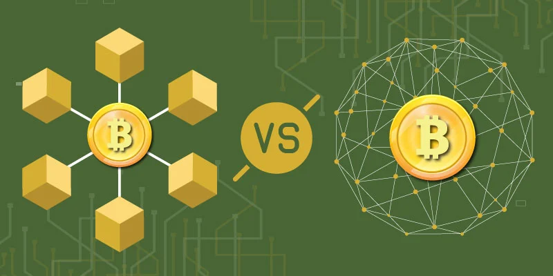 Centralized Exchange (CEX) vs Decentralized Exchange (DEX) represented by Bitcoin networks