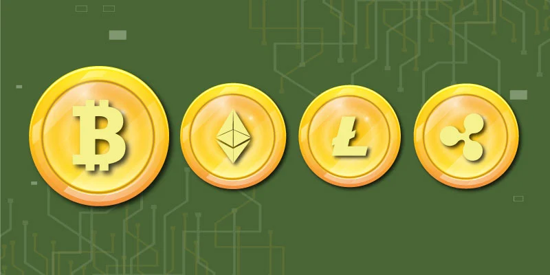 Popular cryptocurrencies for beginners including Bitcoin, Ethereum, Litecoin, and Ripple